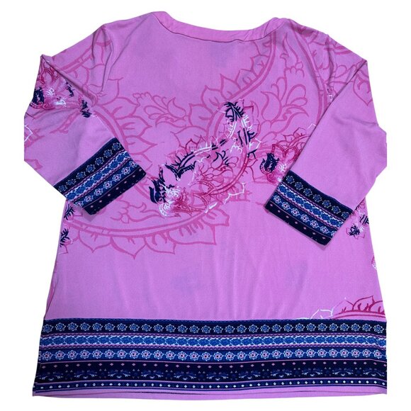 JM Collection Short sleeve Tunic Top with Cut Out Neckline Color Pink Size M - Picture 4 of 5